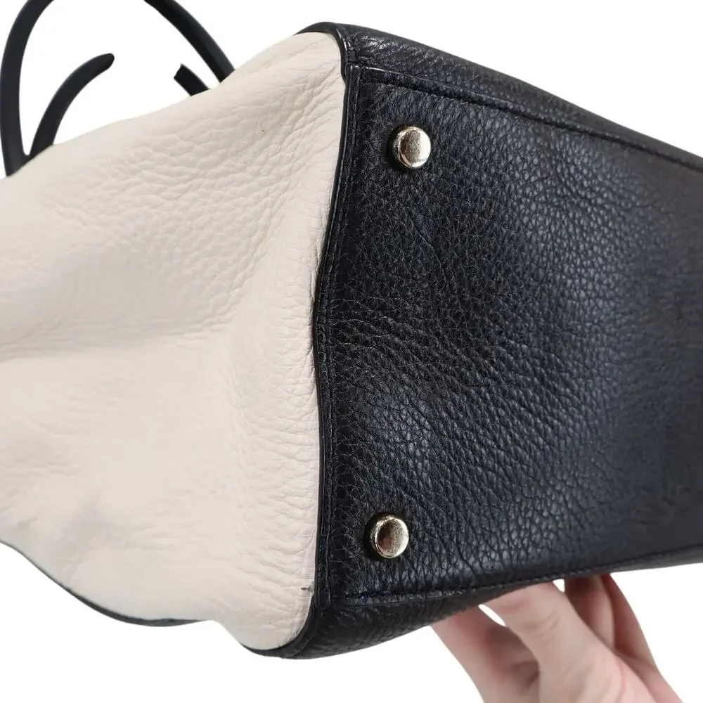 Kate Spade Ollie Magnolia Park Two Tone Leather Black Cream Handbag Satchel